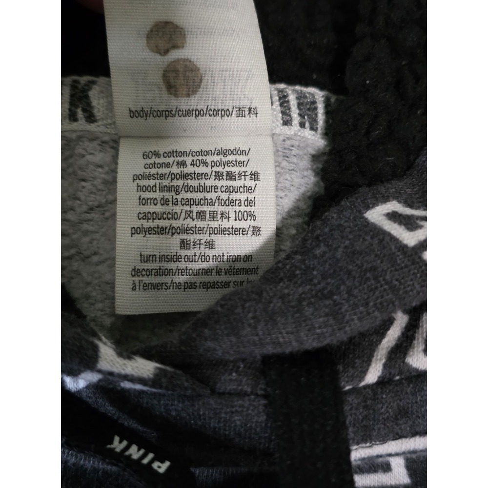 Victoria's Secret PINK Womens XS Campus pullover hoodie spellout sherpa hood - Picture 5 of 8